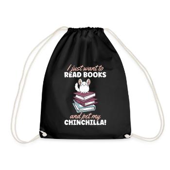 I Just Wanted To Read Books And Pet My Chinchilla - Drawstring Bag - black - Front
