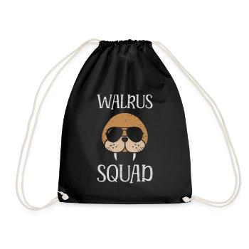 Walrus Squad Tusk Whiskers Marine Mammals - Drawstring Bag - black - Front