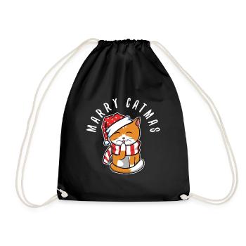Merry catmas - Drawstring Bag - black - Front