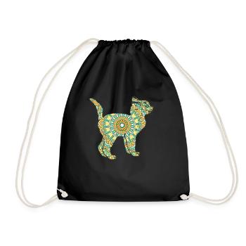 Mandala Katze Geometrie Muster - Turnbeutel - Schwarz - Vorne