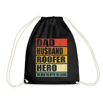 Father Husband Roofer Hero - Drawstring Bag - black - Front