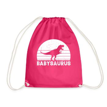 Baby Saurus Newborn Baby Dinosaur Baby Dino Babysa - Drawstring Bag - fuchsia - Front