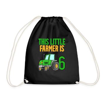 Farmer Farmer 6 years Boy 6th birthday son - Drawstring Bag - black - Front