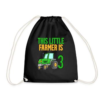 Farmer Farmer 3 years Boy 3rd birthday son - Drawstring Bag - black - Front