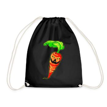 Evil Carrot With Jack O Lantern Face Costume - Turnbeutel - Schwarz - Vorne