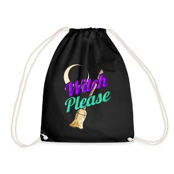 Moon And Broom Witch Please Halloween - Turnbeutel - Schwarz - Vorne