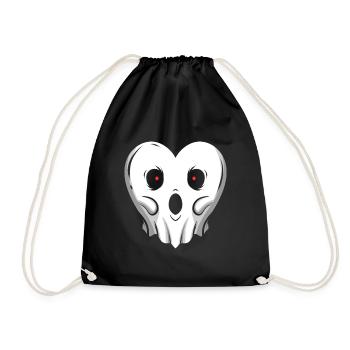 Heart Shaped Ghost With Glowing Eyes On Halloween - Turnbeutel - Schwarz - Vorne
