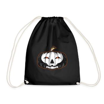 Citrouille noire avec peinture de crâne Halloween - Sac de sport léger - noir - Devant