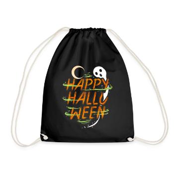 Halloween Costume Spirit Ghost Moon Wishes Happy - Drawstring Bag - black - Front