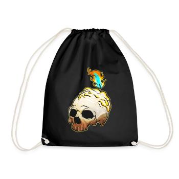 Skull With Burning Candle On Top Esotheric - Drawstring Bag - black - Front