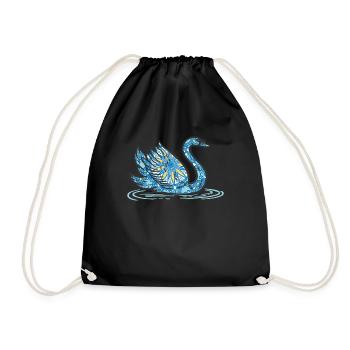 Mandala Swan Geometry Pattern - Drawstring Bag - black - Front