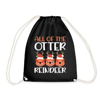 All Of The Otter Reindeer - Christmas Animal - Turnbeutel - Schwarz - Vorne