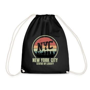 Retro Vintage New York City Statue of Liberty - Drawstring Bag - black - Front