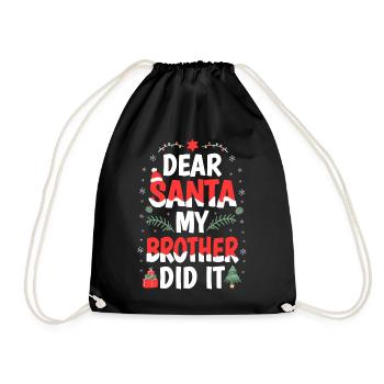 Dear Santa My Brother Did It Christmas Gift - Drawstring Bag - black - Front