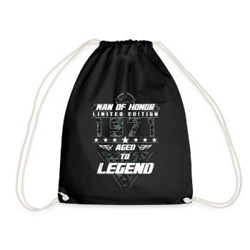Man of Honor Year of Birth 1971 Camouflage Gift - Drawstring Bag - black - Front