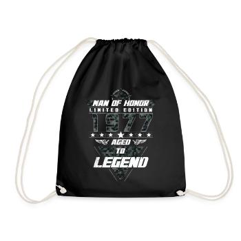 Man of Honor Year of Birth 1977 Camouflage Gift - Drawstring Bag - black - Front