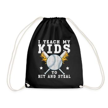I Teach My Kids To Hit & Steal Baseball Dad - Turnbeutel - Schwarz - Vorne