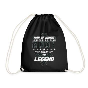 Man of Honor Year of Birth 2001 Camouflage Gift - Drawstring Bag - black - Front