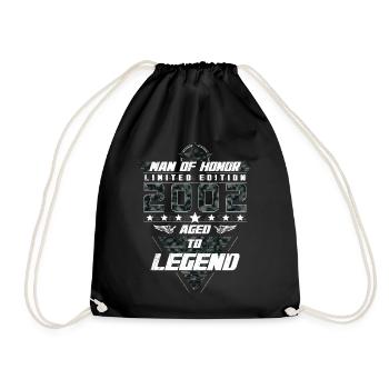 Man of Honor Year of Birth 2002 Camouflage Gift - Drawstring Bag - black - Front