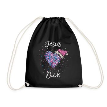 Jesus liebt Dich Weihnachtsgeschenk Gottesdienst - Turnbeutel - Schwarz - Vorne