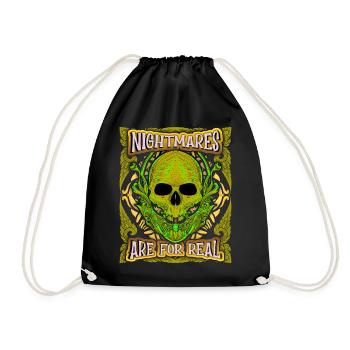 Japan Skull, Horror Skull, Asia Skull - Drawstring Bag - black - Front