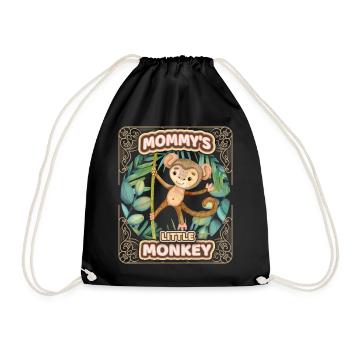 Cute monkey funny saying, kids, mommys monkey - Drawstring Bag - black - Front