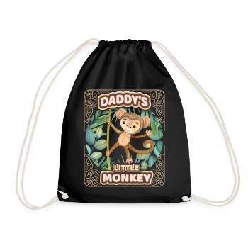 Cute monkey funny saying kids, Daddy's monkey - Drawstring Bag - black - Front