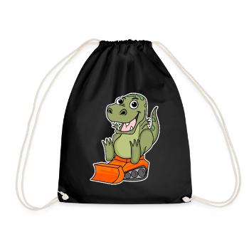 Dino Construction Site Children's Motif - Drawstring Bag - black - Front