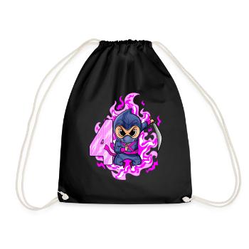 4. Geburtstag Mädchen 4 Jahre alt Ninja - Turnbeutel - Schwarz - Vorne