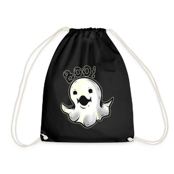 Mignon Kawaii mais effrayant Ghost Boo à Halloween - Sac de sport léger - noir - Devant