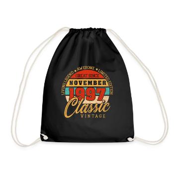 Retro 25 Years November 1997 Birthday Vintage - Drawstring Bag - black - Front