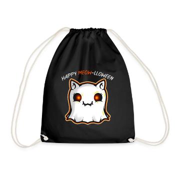 Cute Cat Ghost Spirit Happy Meow-lloween Halloween - Turnbeutel - Schwarz - Vorne