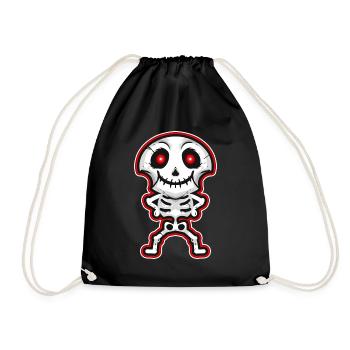 Mignon Kawaii Chibi Squelette Halloween - Sac de sport léger - noir - Devant