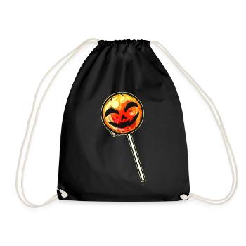 Pumpkin Lollipop Lolli Sucker Halloween - Drawstring Bag - black - Front