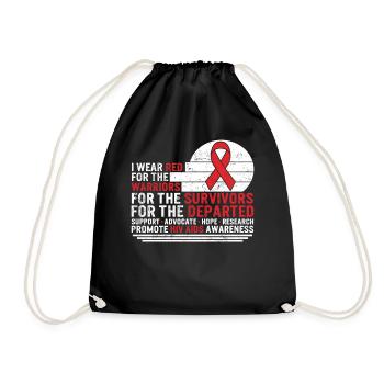 Chemise du Mois de la sensibilisation au VIH SIDA, je porte du rouge pour - Sac de sport léger - noir - Devant