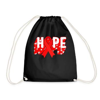 HIV AIDS Awareness Month Shirt, Hope Red Ribbon - Drawstring Bag - black - Front