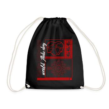 HIV AIDS Awareness Month Shirt, Peace Love Cure - Drawstring Bag - black - Front
