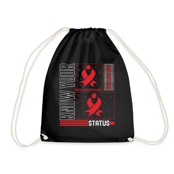 HIV AIDS Awareness Month Shirt, Know Your Status - Drawstring Bag - black - Front