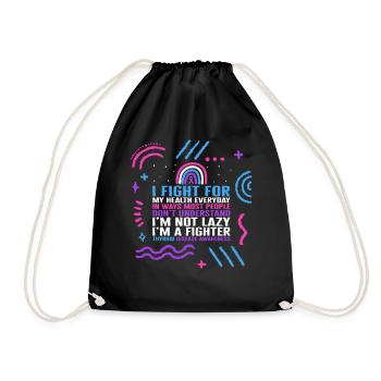 Thyroid Cancer Awareness Shirt, I Fight For My - Drawstring Bag - black - Front