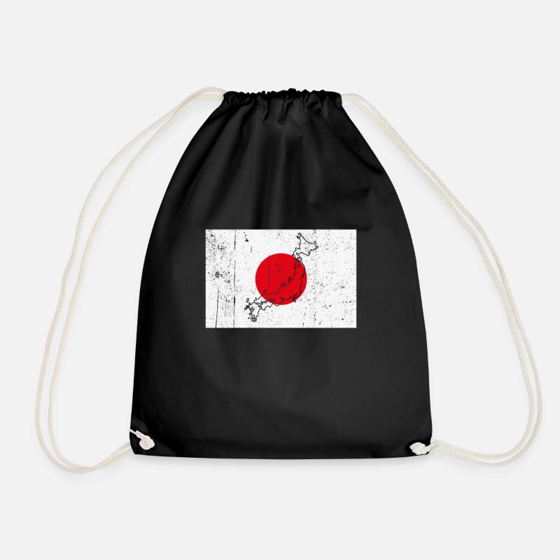 Japan Flag - Drawstring Bag - black