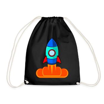 Weltraum Rakete Raketenstart Kinder - Turnbeutel - Schwarz - Vorne