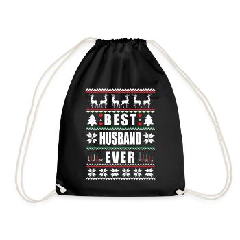 Funny Ugly Christmas Best Husband Ever - Turnbeutel - Schwarz - Vorne
