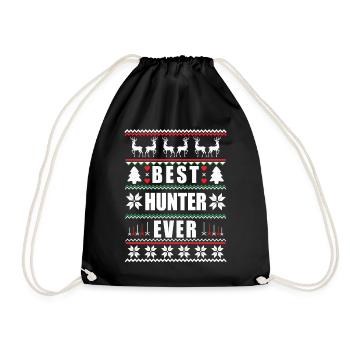 Funny Ugly Christmas Best Hunter Ever - Drawstring Bag - black - Front