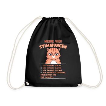 Lustige Katze Stimmung Kaffee Büro Geschenk Fun - Turnbeutel - Schwarz - Vorne