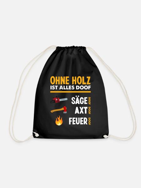 Kettensäge Waldarbeiter Holzfäller Säge Feuer - Turnbeutel - Schwarz