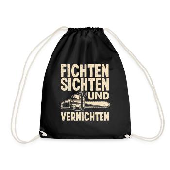 Kettensäge Fichten Sichten und Vernichten - Turnbeutel - Schwarz - Vorne