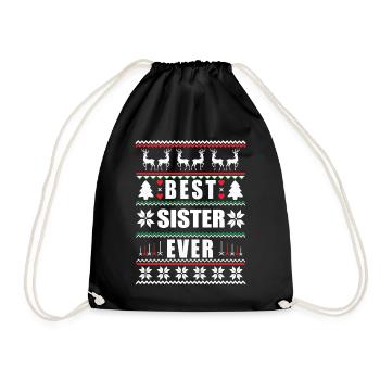Drôle de Noël laid Meilleure sœur de tous les temps - Sac de sport léger - noir - Devant