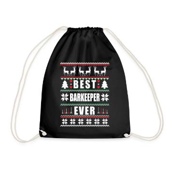 Funny Ugly Christmas Best Bartender Ever - Drawstring Bag - black - Front
