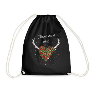Therapeut mit Herz Therapie Weihnachtsfeier - Turnbeutel - Schwarz - Vorne