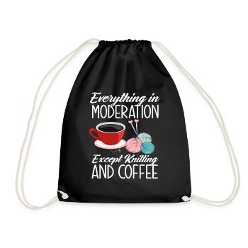 Stricken Kaffee Liebe Hobby - Turnbeutel - Schwarz - Vorne